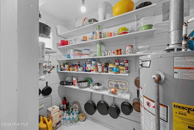 pantry featuring gas water heater