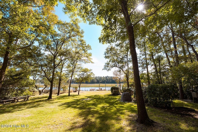 view of yard featuring a water view