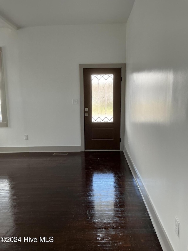 foyer featuring dark wood-type flooring