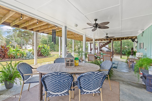 view of patio with ceiling fan