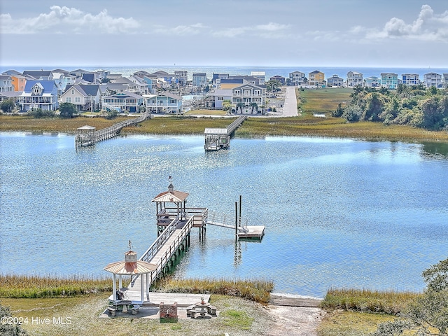 dock area featuring a water view