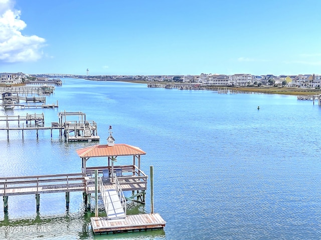 view of dock featuring a water view