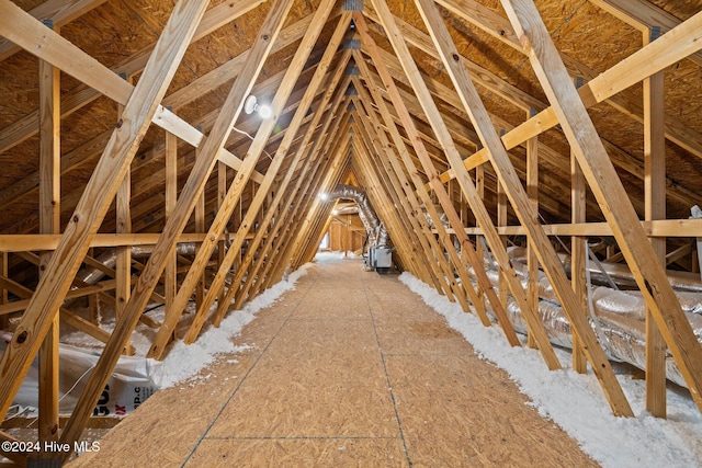 view of unfinished attic