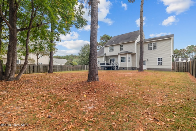 view of yard with a deck