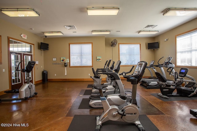 gym with a wealth of natural light