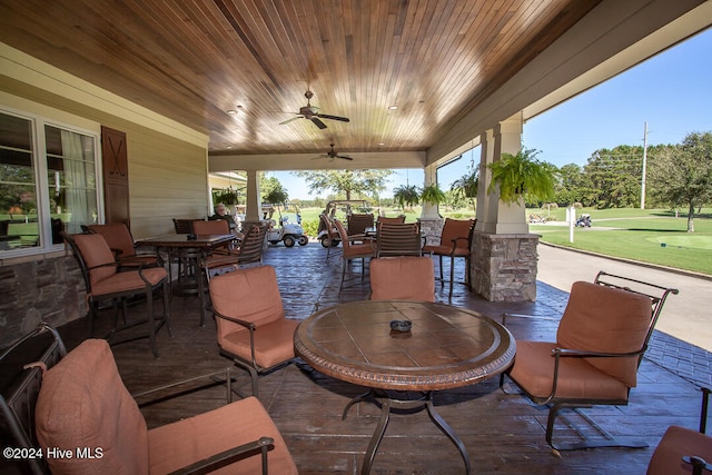 view of patio with ceiling fan