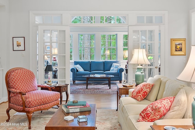 living room featuring light wood-type flooring