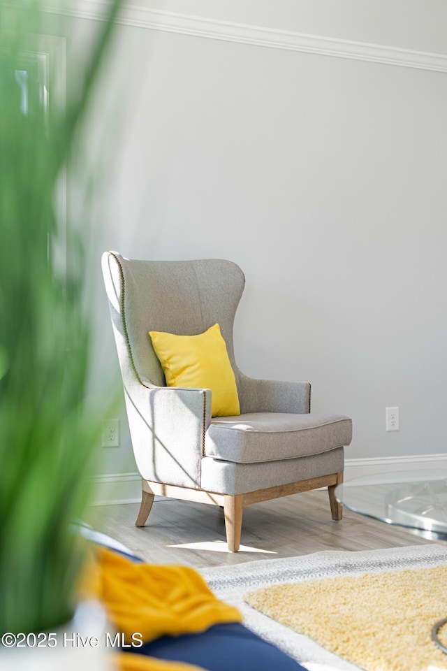 sitting room featuring ornamental molding