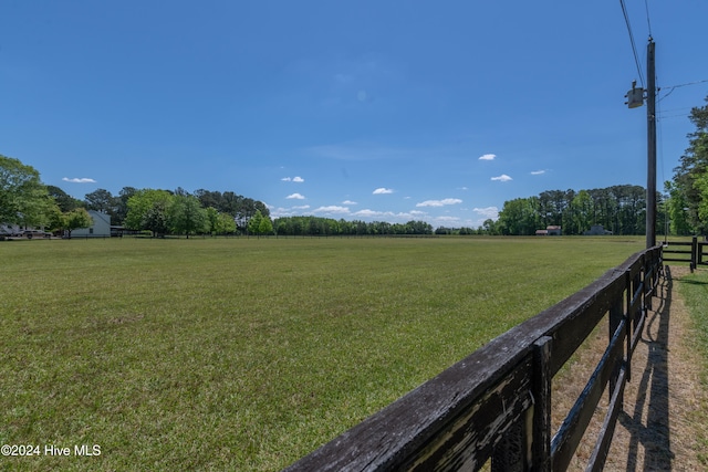 view of yard with a rural view