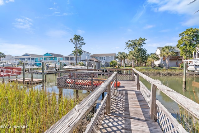 dock area featuring a water view