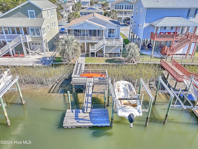 view of dock featuring a water view