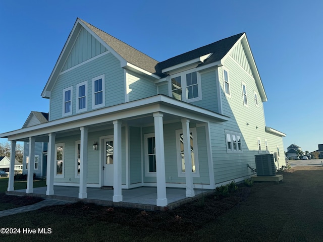 view of front of home featuring central AC and covered porch