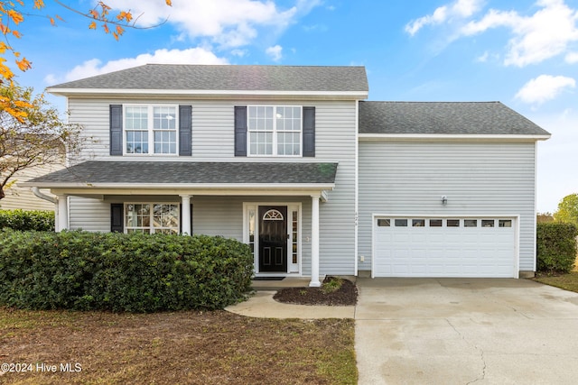 front facade with a garage