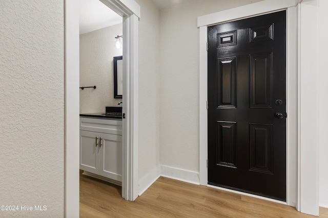 entrance foyer with light hardwood / wood-style floors