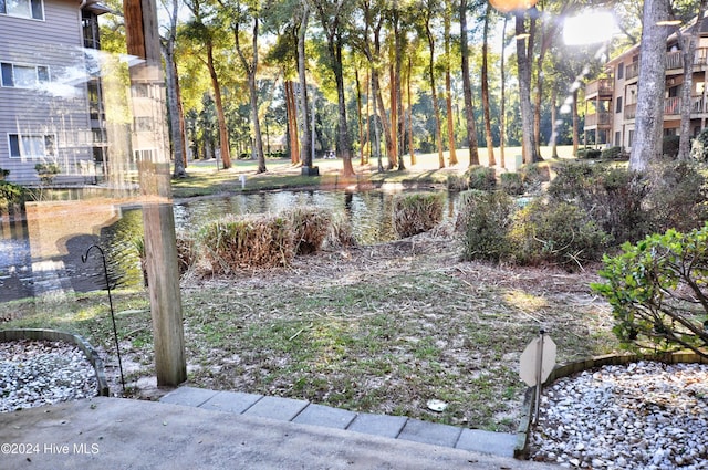 view of yard featuring a water view