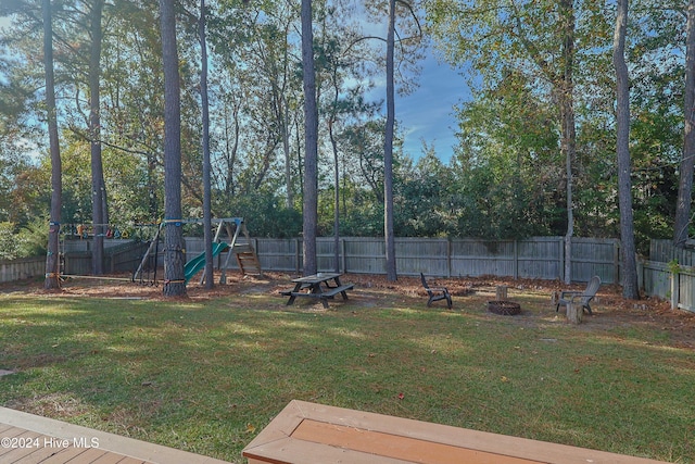 view of yard featuring a playground