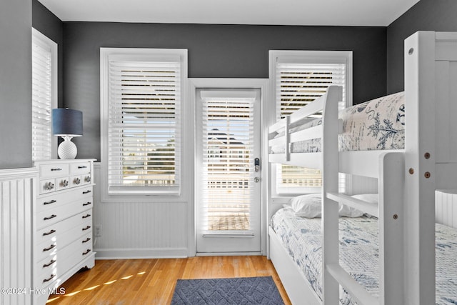 bedroom featuring light wood-type flooring