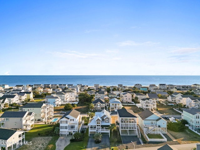 birds eye view of property featuring a residential view and a water view