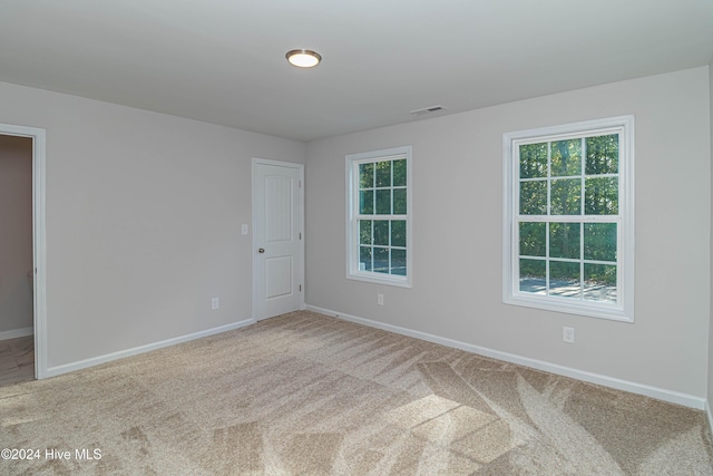 spare room with light carpet