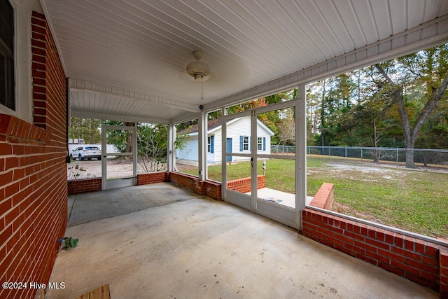 view of unfurnished sunroom