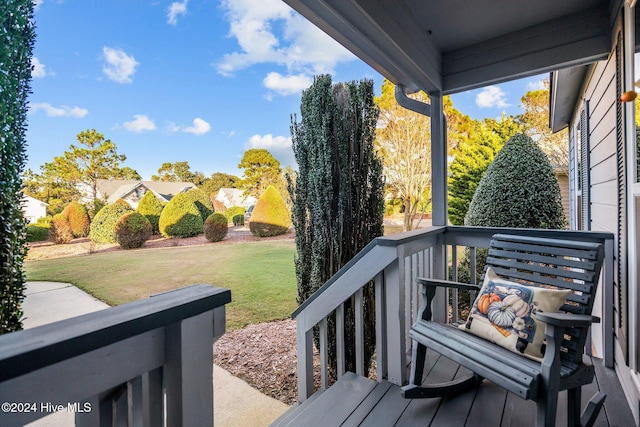 deck with a lawn