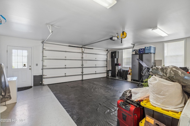 garage with a garage door opener