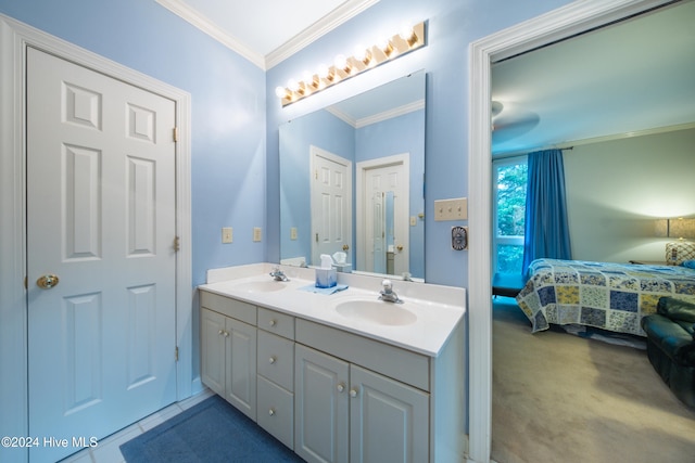 bathroom featuring vanity and crown molding