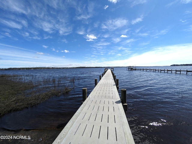 dock area featuring a water view