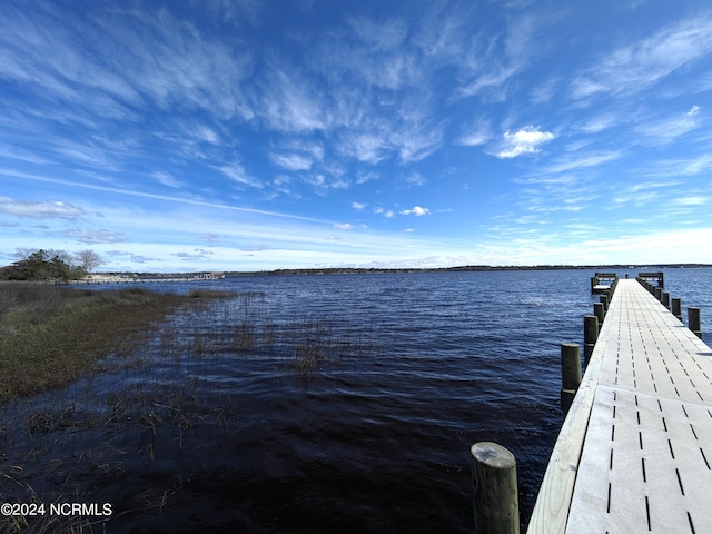 dock area featuring a water view