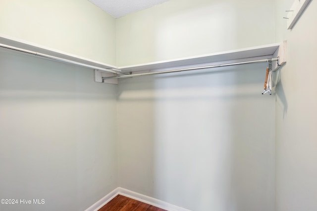 spacious closet with dark hardwood / wood-style floors