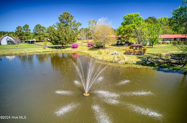 view of water feature with a gazebo