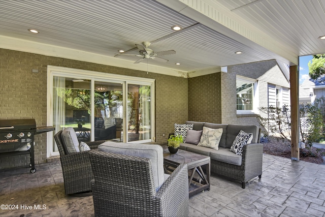 1831 Hawthorne Rd, Wilmington, NC 28403 - view of patio / terrace with an outdoor hangout area, ceiling fan, and grilling area
