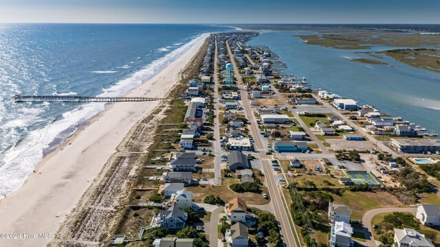 714 Ocean Blvd, Topsail Beach, NC 28445 - aerial view of property's location featuring waterfront with a beach