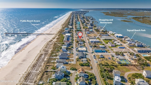 714 Ocean Blvd, Topsail Beach, NC 28445 - drone / aerial view of waterfront with a beach