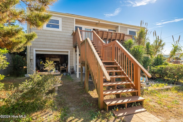 exterior space with a garage