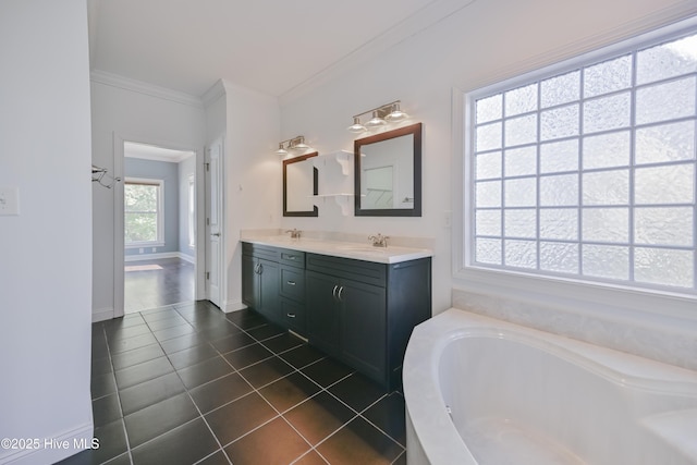 bathroom with tile patterned flooring and shower with separate bathtub