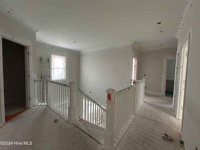 corridor with light colored carpet