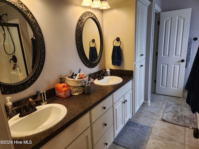 bathroom featuring vanity and tile patterned floors