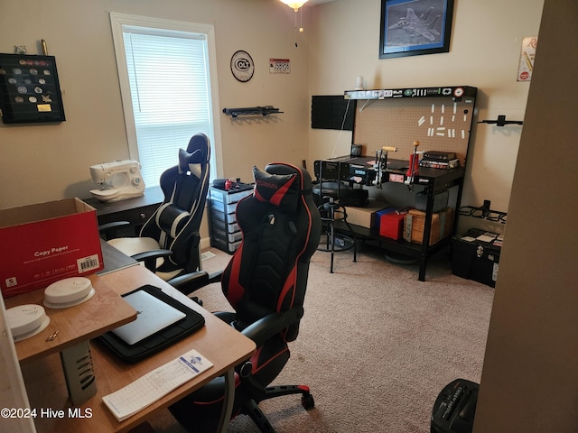 view of carpeted home office