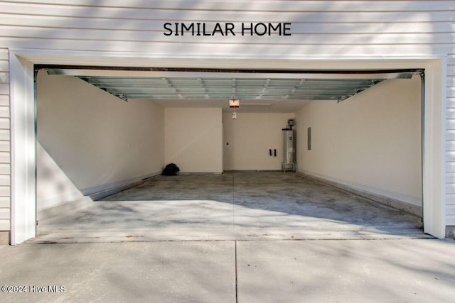 garage featuring water heater