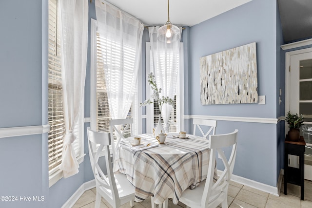 view of tiled dining room