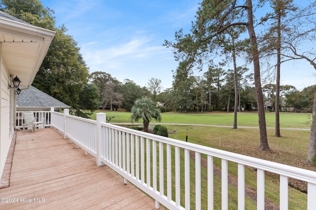 deck with a lawn