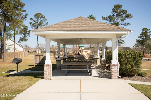 view of property's community featuring a gazebo and a yard