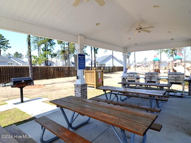 view of patio / terrace featuring grilling area and ceiling fan