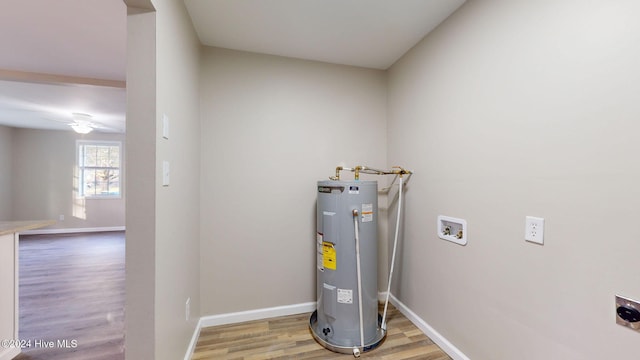 utility room with electric water heater