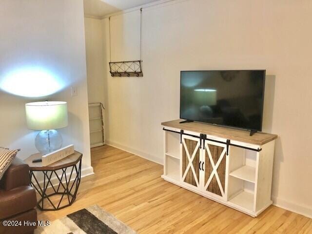 living room with hardwood / wood-style floors