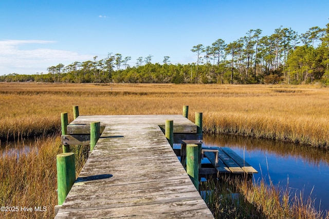 view of dock featuring a water view