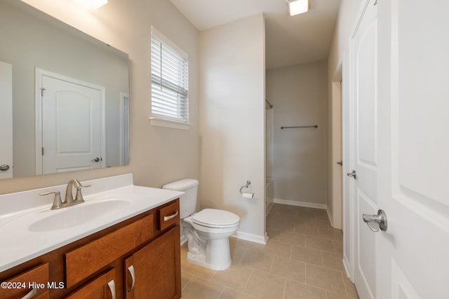 full bathroom featuring vanity, toilet, and tub / shower combination