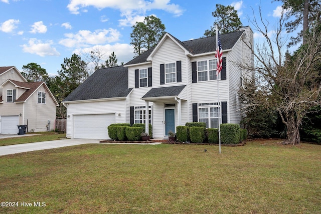 view of front of property with a front lawn