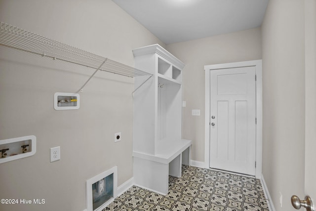 laundry room featuring hookup for an electric dryer and hookup for a washing machine